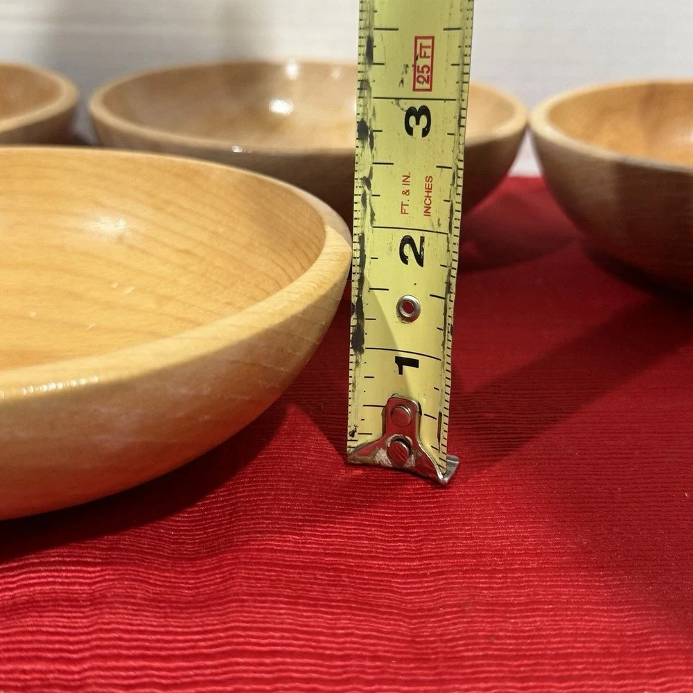 Vintage Wooden Salad - Rice Bowls, Set Of 4‎ Light Wood, Made In Japan,
